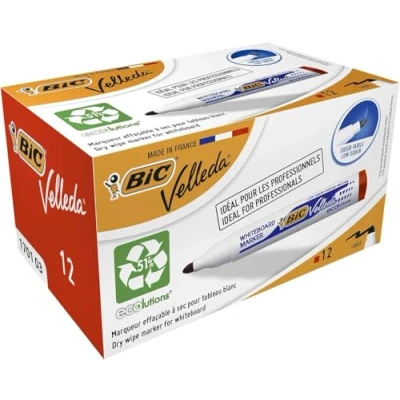 Abbildung von BIC 1701 Whiteboard Marker Velleda ECOlutions (Rundspitze, Strichstärke 1,4 mm) Schachtel à 12 Stück, rot