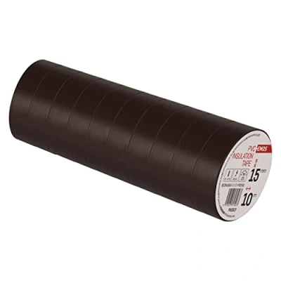 Abbildung von EMOS PVC Isolierband Braun 10er Pack, 15mm x 10m, 0,13mm Bandstärke, selbstklebend, hohe Spannungsfestigkeit und Anwendungstemperaturbereich, UV beständig, wasserdichte Verbindung, ohne Textilgewebe