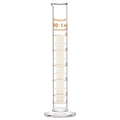 Abbildung von stonylab 1er Pack Messzylinder, Borosilikatglas 50 ml Glass Cylinder Schwere Mauer Graduiertes Glas Messzylinder