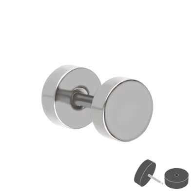 Abbildung von Treuheld® Fake Plug Ohrstecker aus Titan 1,2mm x 6mm Silber Tunnel Ohrring zum Schrauben für Damen und Herren