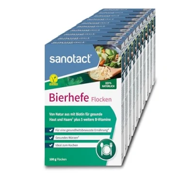 Abbildung von sanotact Bierhefe Flocken (1kg) 100% natürliche Bierhefeflocken Hefeflocken mit Biotin &amp; 5 B Vitaminen für Haut, Haare, Nägel Ideal zum Kochen als veganer Parmesan Würzen