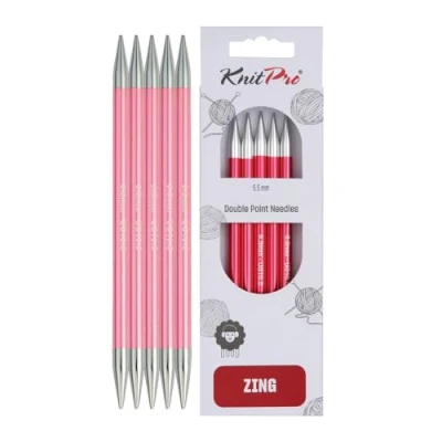 Abbildung von KnitPro K47044 Sockennadeln, Aluminium, Rosa, 20cm / 6.5mm