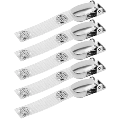 Abbildung von 5 x Ausweishalter Befestigungsclips drehbar starker Hosenträger Clip Ausweisclip Befestigungsclip für Kartenhalter Karten Schutzhüllen Namensschild Halter (gewebeverstärkt)