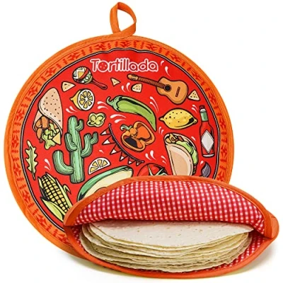 Abbildung von Tortillada 30 cm Tortilla Wärmer/Wärmebehälter mikrowellengeeignet aus Baumwolle/Polyester (Rot)