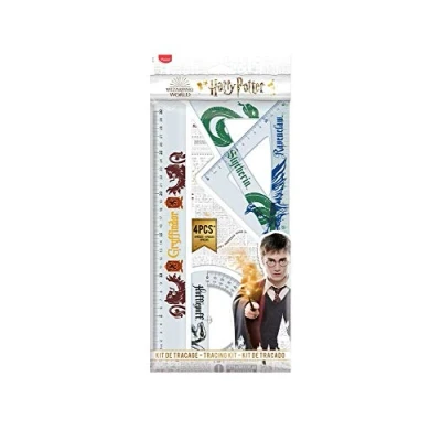 Abbildung von Maped stossfestes Zeichen Set HARRY POTTER, 4 teilig: 1x Lineal 30 cm, Dreieck 60, 45, Winkelmesser, 981765