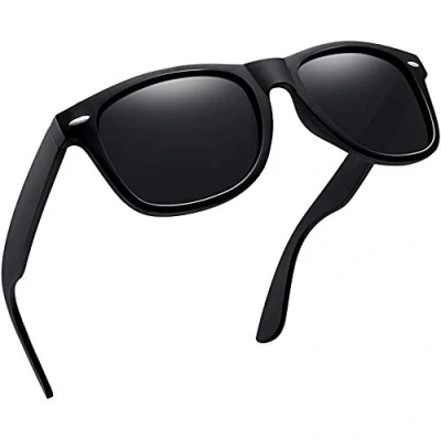 Abbildung von Joopin Polarisierte Sonnenbrille Herren Schwarz und Vintage Damen Rechteckig UV400 Sport Retro für Fahren (Matt Schwarz)