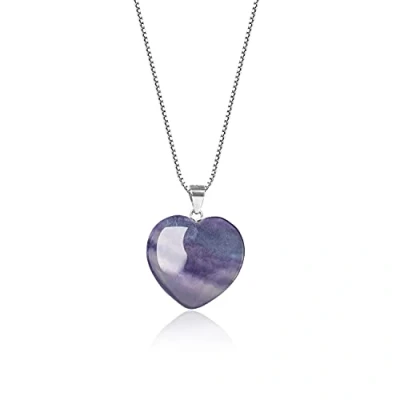 Abbildung von COAI Geschenkideen Damen 925 Sterling Silber Kette mit Herz Anhänger Liebe aus Fluorit Glückskette