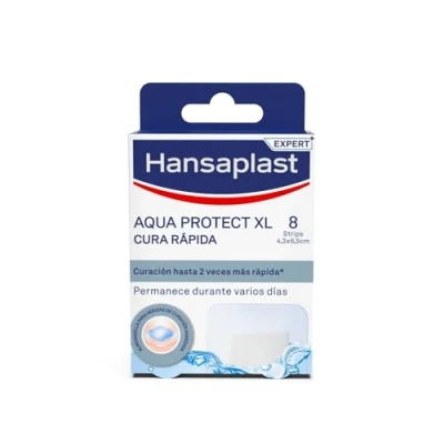 Abbildung von Hansaplast Aqua Protect XL Schnellheilende Wundkompresse zur Beschleunigung des Heilungsprozesses, wasserdicht und atmungsaktiv für mittelgroße Wunden, 1 x 8 Stück (4,3 6,5 cm)