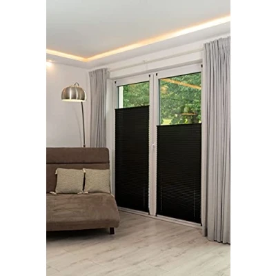 Abbildung von Khome Klemmfix Plissee, Polyester, Schwarz, B65 x H210 cm