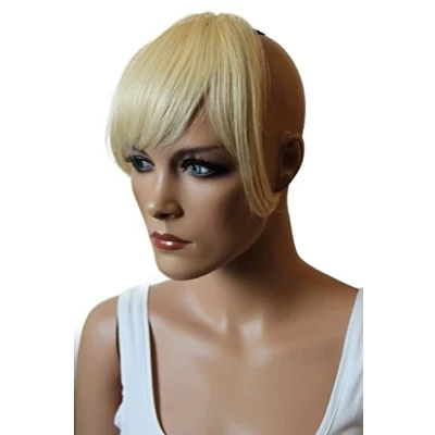 Abbildung von CAISHA 100% ECHTHAAR Pony Haarteil Haarverdichtung Haarverlängerung Platinblond H313d