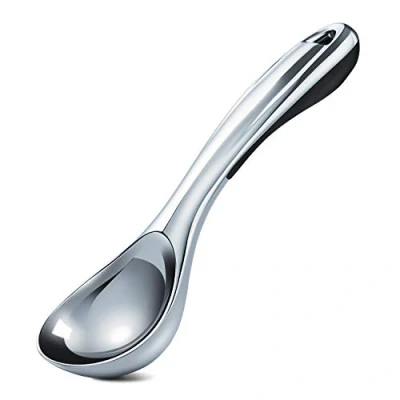 Abbildung von Love KANKEI Eisportionierer Eislöffel Eiscreme Löffel mit Gummigriff Zinklegierung Antihaft, Länge 19cm Durchmesser 5cm