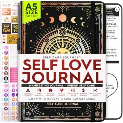 Abbildung von Self Love Life &amp; Goal Planner, a 90 Day Journey Creating Your Dream Persönliches Dankbarkeits Tagebuch, Wochenerfolgsplaner, Visionboard Organizer + Planer Aufkleber, undatiert