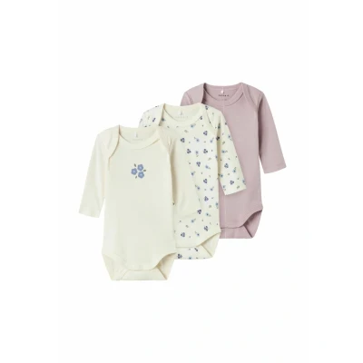 Abbildung von Name it baby Damen Jet Stream Nbfbody 3P Ls Flower Noos, Numeric_80 (3er Pack)