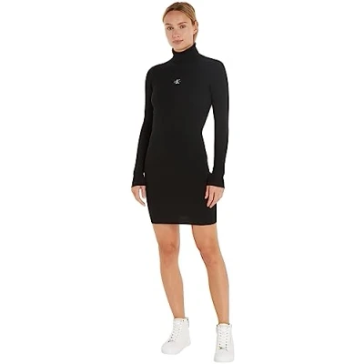 Abbildung von Calvin Klein Jeans Badge ROLL NECK Etuikleid, Damen, Größe: Medium, Black
