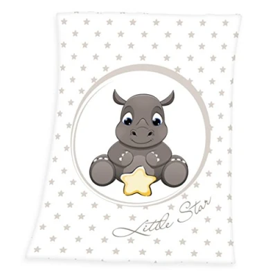 Abbildung von Herding Klaus GmbH Fynn Babydecke, Nashorn Motiv, 75 x 100 cm, Microfaserflausch, Weiß, 1440210014, Mehrfarbig, One Size