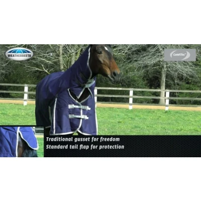 Abbildung von Weatherbeeta Heavy Turnout Rug Combo Neck Comfitec Essential 360g Navy/Silver/Red 145/195