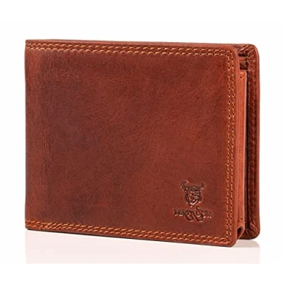 Abbildung von MATADOR Leder Geldbörse Herren Groß Viele Fächer Portemonnaie mit TüV Geprüftem RFID Schutz Herrenportemonaie Brieftasche Großer Geldbeutel Vintage Braun