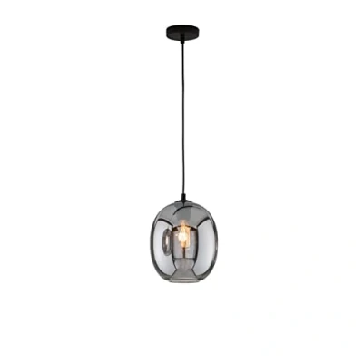 Abbildung von Fischer &amp; Honsel Pendelleuchte, Nayla Sandschwarz Glas Rauchfarben D: 25 cm Ausl. Decke: 150 1x E27 max. 40,0 Watt 60906
