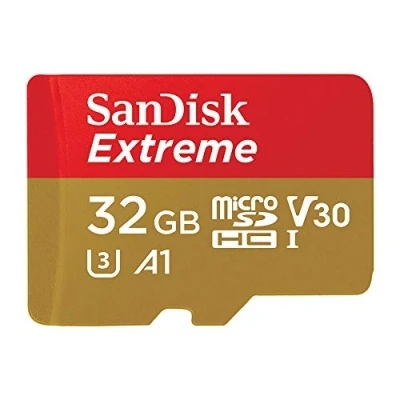 Abbildung von SanDisk Extreme microSD Karte für mobiles Gaming 32 GB (Lesen bis 100 MB/s, Smartphones, AAA/3D/VR Spielgrafiken und 4K UHD Videos, Class 10, UHS I, U3, V30)
