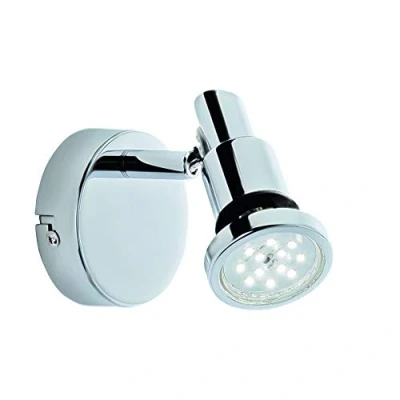 Abbildung von Briloner Leuchten LED Spot, Wandspot, Badleuchte, Badlampe, IP44, Strahler dreh und schwenkbar, 1x GU10, 4 Watt, 400 Lumen, 3.000 Kelvin, Chrom, 80x106mm (DxH), 2992 018