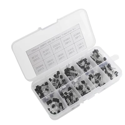 Abbildung von CESFONJER Transistor Sortiment Kit, 200 Stück 10 Typen Elektronischen Power Kit Box für BC337, BC327, 2N2222, 2N907, 2N3904, 2N3906, S8050, S8550, A1015, C1815