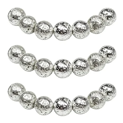 Abbildung von MJDCB Perlen zum Auffädeln 8mm 45 stück Silberne Lava Halbedelsteine mit Loch Natürliche Lose Runde Steinperlen für Herstellung Schmuck Armbänder Halsketten