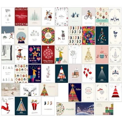 Abbildung von the lazy panda card company 50 unserer beliebtesten Weihnachtskarten mit verschiedenen Designs Umschlägen aus recyceltem Kraftpapier (auf Englisch)