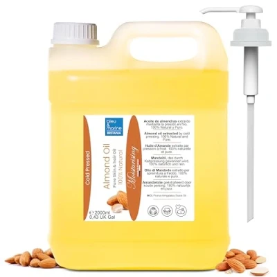Abbildung von Bio Mandelöl Kaltgepresst, Ökologische Anbau in Spanien Babyfreundlich, Anti Dehnungsstreifen, Natürliches Make up Entferner, Massageöl 2000 ml