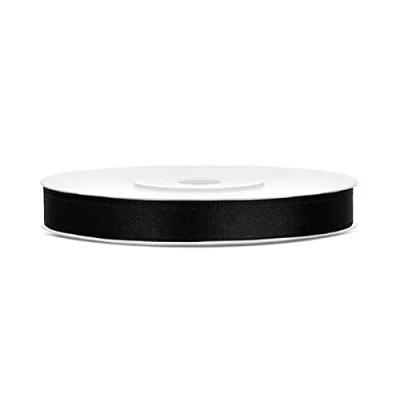 Abbildung von Satinband Polyester Schleifenband Seidenband Geschenkband 6/12/25/38/50/100 mm x 25 m (Größe 6mm 25m Farbe Schwarz)