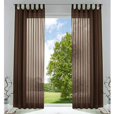 Abbildung von 2er Pack Gardinen Transparent Vorhang Set Wohnzimmer Voile Schlaufenschal mit Bleibandabschluß HxB 245x140 cm Braun, 61000CN