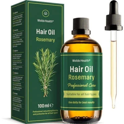 Abbildung von Rosmarinöl für Haare mit Rizinusöl, Biotin, Vitamin E &amp; B7 Kopfhaut und Haarstärkungsöl gesundes Haarwachstum