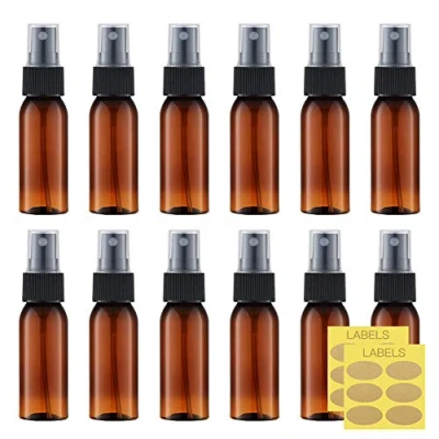Abbildung von Toureal 30ML Feinnebel Sprühflasche Plastik (12 Stück) Pumpflasche Klein, Nachfüllbares Reisen Zerstäuber, Mimi Spritzer für Kosmetik (Bernstein)
