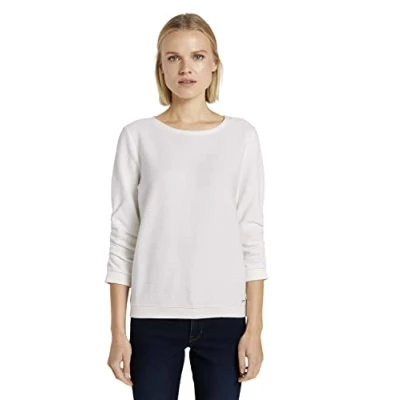 Abbildung von TOM Tailor Denim Structured Sweatshirt Sweatshirt, Damen, Größe: XXL, Off white