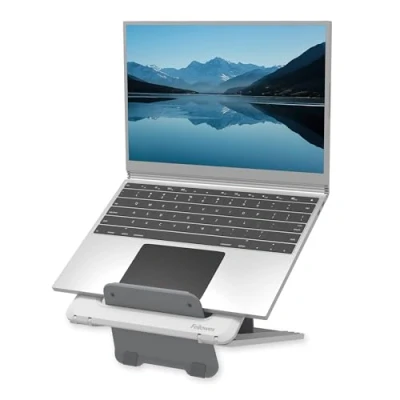 Abbildung von Fellowes Laptop Ständer für den Schreibtisch Breyta™ Verstellbarer, 100% recycelbarer zu Hause und das Büro 12 Höheneinstellungen max. Monitorgröße 14&quot;, Gewicht 4KG Weiß