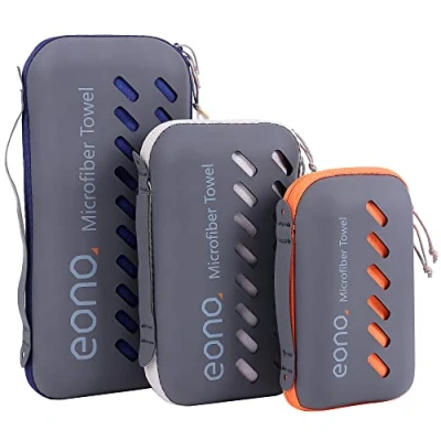 Abbildung von Eono Mikrofaser Handtuch, Saugfähig, Leicht, Schnelltrocknend, Perfektes Yogatuch, Badetuch, Sporthandtuch, Reisehandtuch, Groß Strandhandtuch, Microfiber Towel Lila, 100 x 50 cm