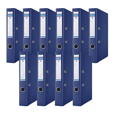 Abbildung von DONAU Premium Ordner Schmal 10er Pack/DIN A4 / 5 cm 10 Stück/Navy blau/Kunststoffbezug PP/Carton Papier Schlitzordner Büroordner Aktenordner Ringordner/Grünen Punkt
