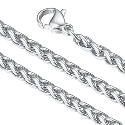 Abbildung von FaithHeart Herren Kette, Edelstahl Weizenkette Halskette für Damen und Herren, Punk 3MM Breit 50cm Lang Kette Vater/Freunden/Sohn
