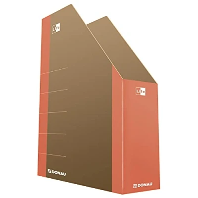 Abbildung von DONAU LIFE 3550001FSC 12 Stehsammler Stehordner Archive Box Pappe/ Karton Orange bis zu 500 Blatt Für Büro, Schule und Zuhause zur Aufbewahrung von Dokumenten im A4 Format, Archivierung Magazin