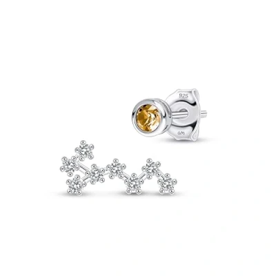 Abbildung von Amberta Damen Sternzeichen Ohrringe Asymmetrische Ohrstecker Silber 925 Sterling Damen: Novemner Topas
