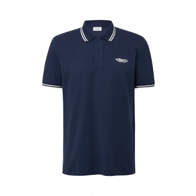 Abbildung von s.Oliver MIT Kontrastdetails UND LOGO Poloshirt, Herren, Größe: Small, Tiefblau