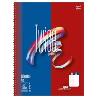 Abbildung von Staufen Style Collegeblock TWICE DIN A4, Lineatur 27 + 28, 80 Blatt, 4 fach Lochung, extraweißes 70g/m² Qualitätspapier, 5 Stück
