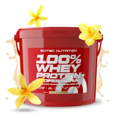 Abbildung von Scitec Nutrition 100% Whey Protein Professional Angereichert mit zusätzlichen Aminosäuren und Verdauungsenzymen Glutenfrei Palmölfrei, 5 kg, Vanille