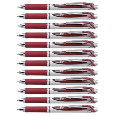 Abbildung von Pentel EnerGel XM BL77 Gelschreiber mit Druckmechanik, burgunder (12 Stück)