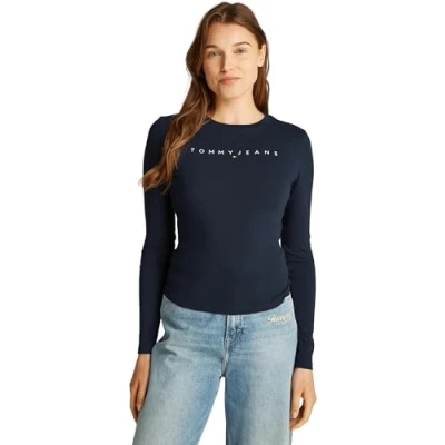Abbildung von Tommy Jeans SLIM Linear TEE Langarmshirt, Damen, Größe: 46, Dark night navy