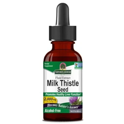 Abbildung von Nature&#039;s Answer, Milk Thistle Extract (Mariendistelsamen Extrakt), vegane Tropfen, 30ml, Laborgeprüft, Sojafrei, Glutenfrei, Vegetarisch, Ohne Gentechnik