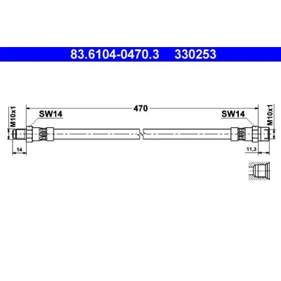 Abbildung von ATE 83.6104 0470.3 Bremsschläuche 470 M10x1 MERCEDES BENZ: T1/TN Platform/Chassis, T2/LN1 Box Body / Estate