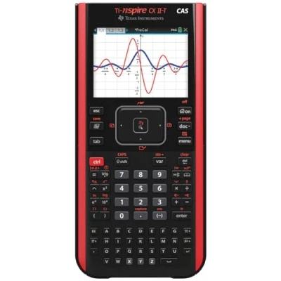 Abbildung von Texas Instruments TI Nspire CX II T CAS Graphikrechner (800 Funktionen, farbige Darstellung, 3D Anzeige) Schwarz Rot