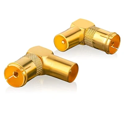 Abbildung von SEBSON Antenne Winkel Adapter Set 90 Grad 2X Koax Stecker (IEC) auf Buchse Antennenkabel für Kabelfernsehen, Radio, Receiver