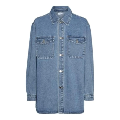 Abbildung von Vero Moda Vmnaya Oversized Shirt Hemdbluse, Damen, Größe: XS, Medium blue denim