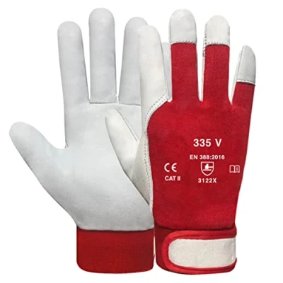 Abbildung von DOJA Barcelona Leder Arbeitshandschuhe mit Klettverschluss 6 Paar Lederhandschuhe Gr. 9/L Mechaniker Handschuhe Herren/Damen Gartenhandschuhe Dornenfest, Montagehandschuhe, Schutzhandschuhe